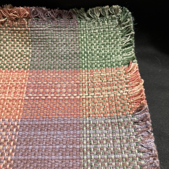 5 Vtg Pastel Plaid Chunky Woven Pastel Plaid‎ Placemats Fringed Hem 17 x 12.5 - Picture 5 of 5